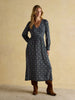 Joules Nia Bridle Print Long Sleeve V-Neck Midaxi Dress -Navy