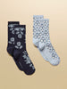 Joules Everyday Navy/Floral 2 Pack Socks