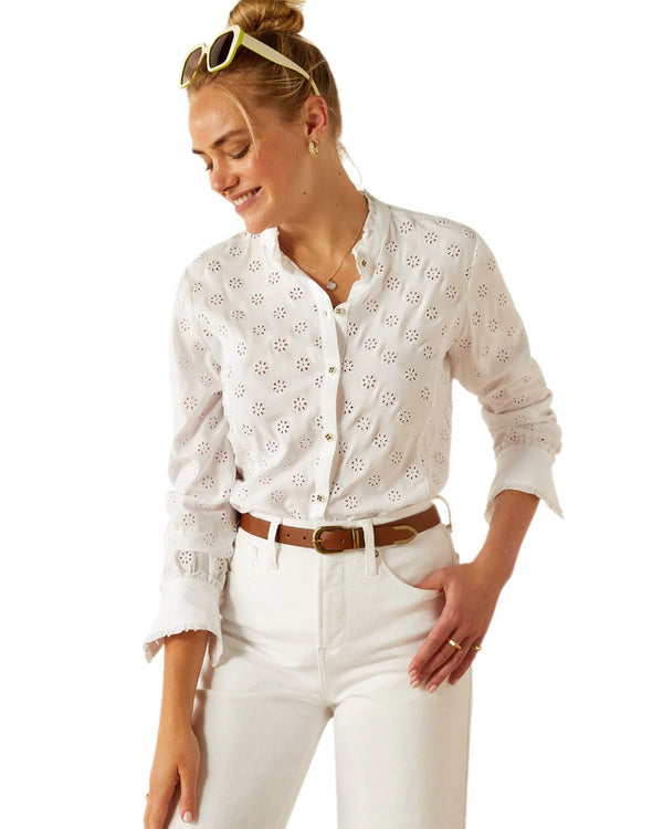 Ariat Clarion Eyelet Blouse,White - Lucks of Louth