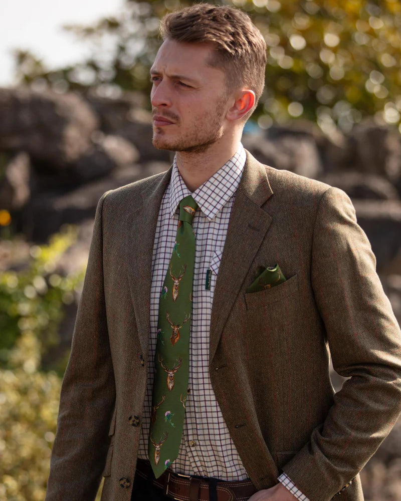 Clare Haggas Caledonia Silk Tie,Moss Green - Lucks of Louth