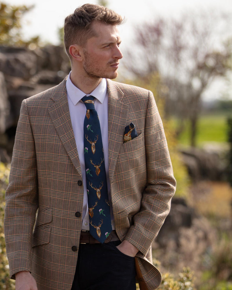 Clare Haggas Caledonia Silk Tie,Navy Blue - Lucks of Louth