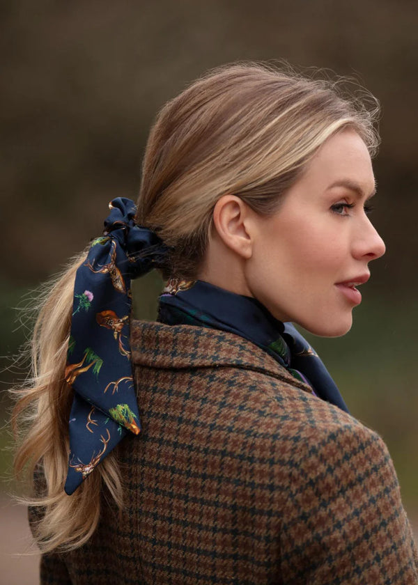 Clare Haggas Caledonia hair Scrunchie - Navy - Lucks of Louth