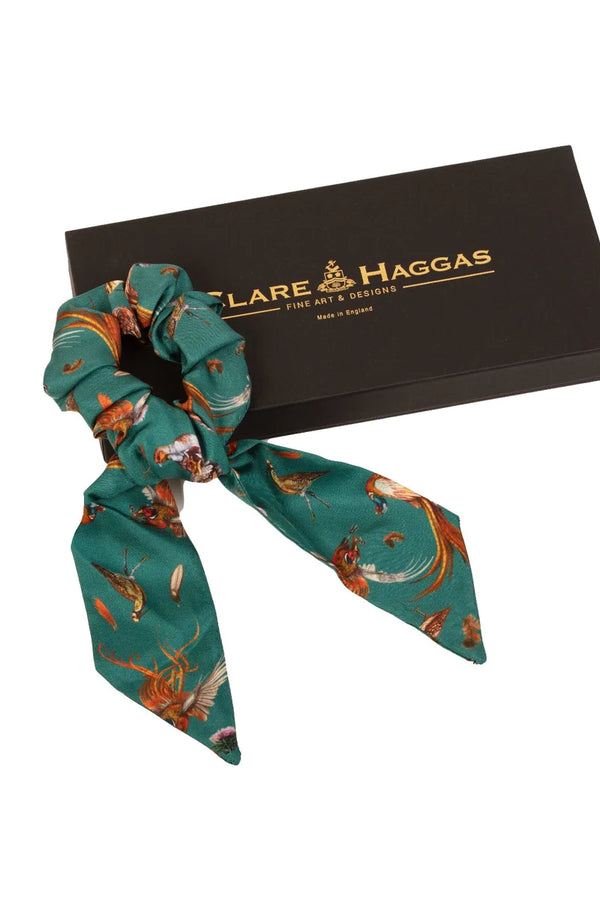 Clare Haggas Medium Hair Scrunchie Grouse Misconduct - Teal - Lucks of Louth