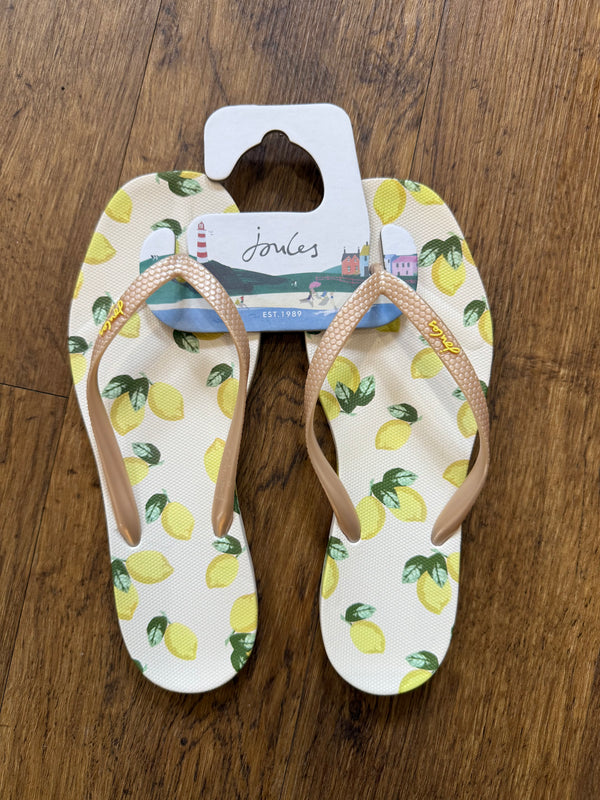 Joules Sunvale Lemon Flip flops, Yellow - Lucks of Louth