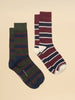 Joules Kingsbury 2pk Socks - Green Stripe