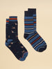 Joules Kingsbury 2pk Socks - Navy Birds - Lucks of Louth