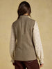Joules Wool Blend Nehru Collar Gilet - Brown Tweed