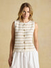 Joules Holly Cream & Oat Striped Button Through Knitted Vest