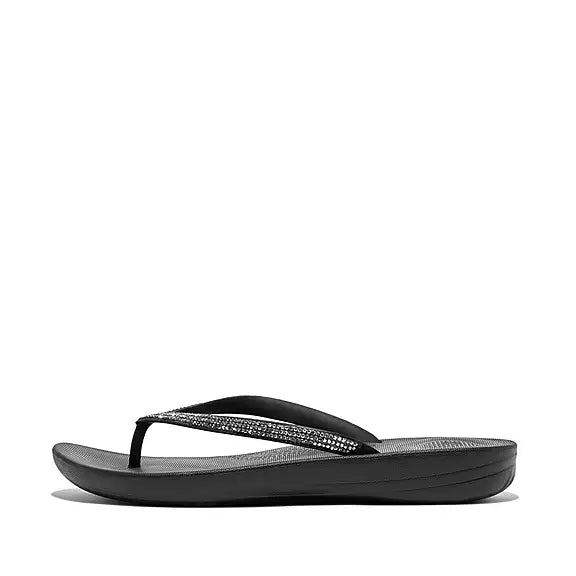 Fitflop IQUSHION Sparkle Ergonomic Flip-Flops - Black - Lucks of Louth