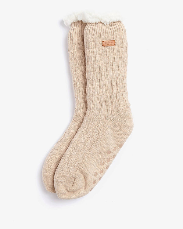 Barbour Cable Knit Lounge Socks - Oatmeal - Lucks of Louth