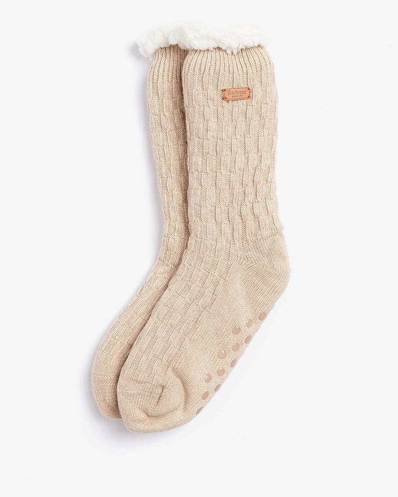 Barbour Cable Knit Lounge Socks - Oatmeal - Lucks of Louth