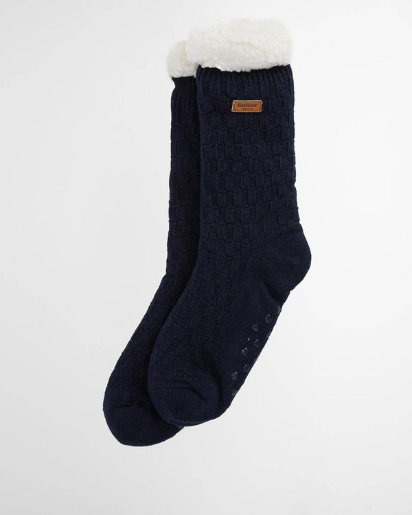 Barbour Cable Knit Lounge Socks - Navy - Lucks of Louth