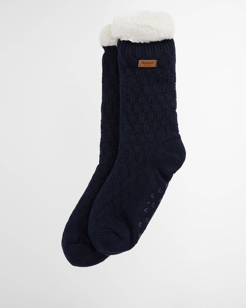 Barbour Cable Knit Lounge Socks - Navy - Lucks of Louth