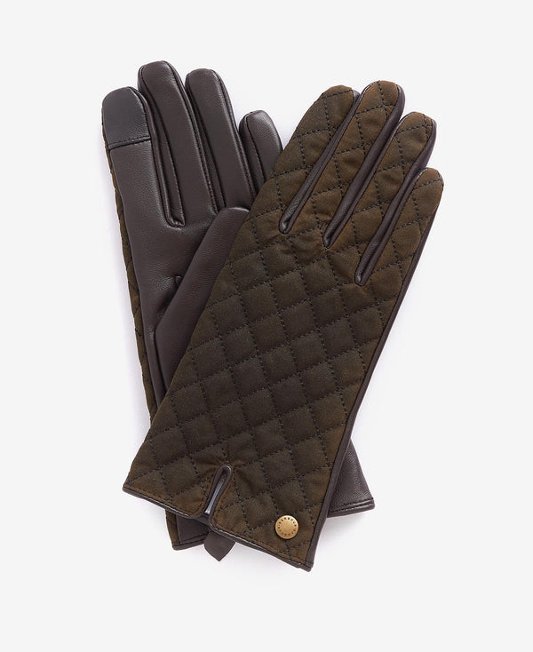 Barbour Scarlet Quilted Gloves - Olive - Lucks of Louth