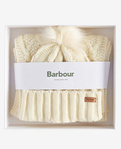 Barbour Ridley Hat & Scarf Set - Cream - Lucks of Louth