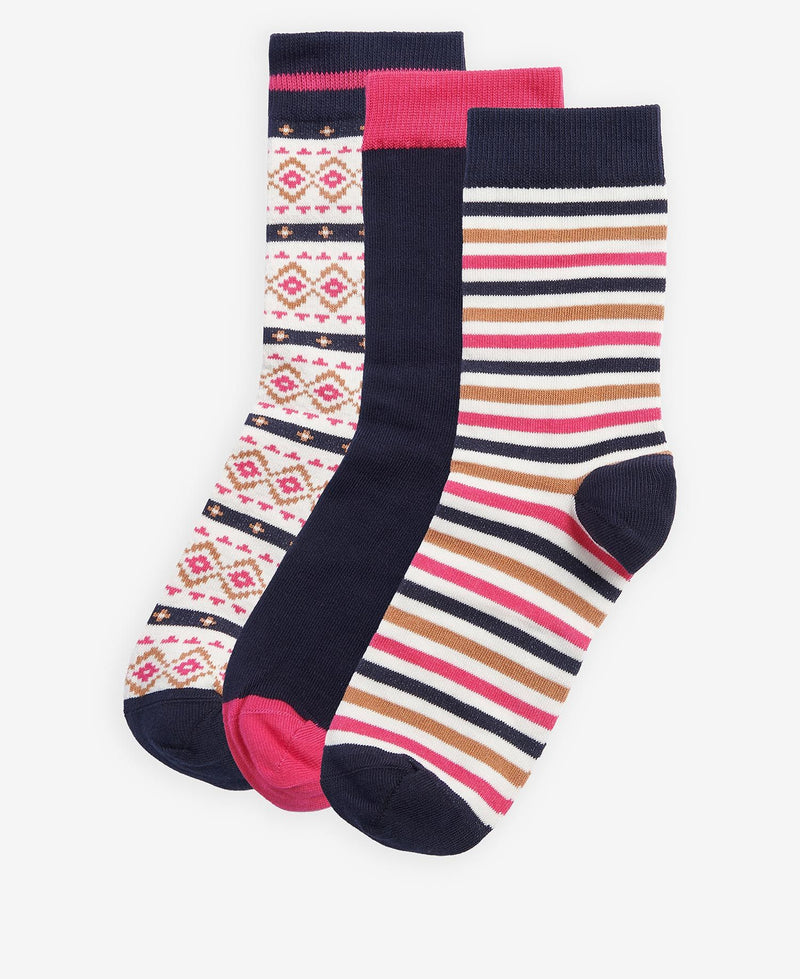 Barbour Claudia Fairisle Sock Gift Set,Navy Mix - Lucks of Louth