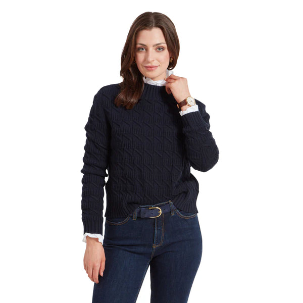Schoffel Sandsend Cable Jumper - Navy - Lucks of Louth