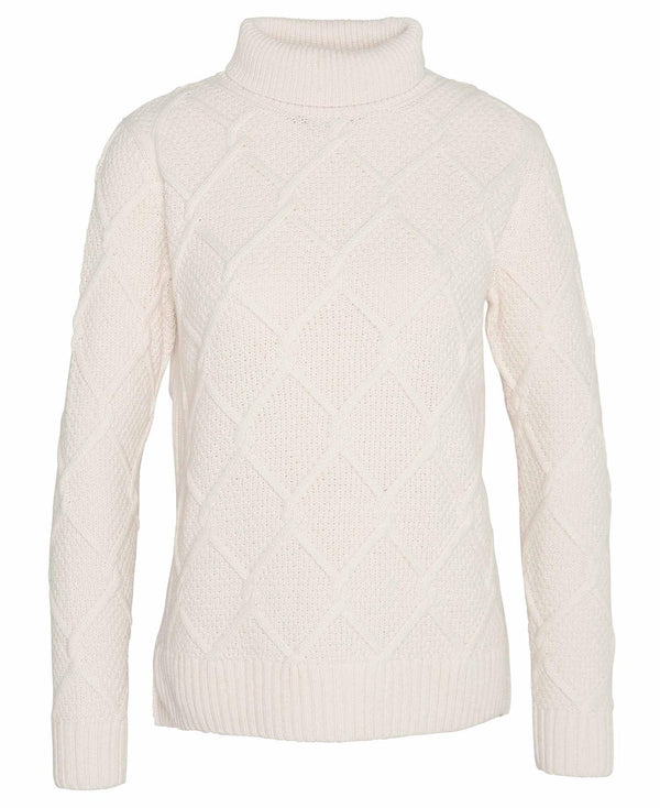 Barbour Burne Roll Neck Knit - Ecru - Lucks of Louth