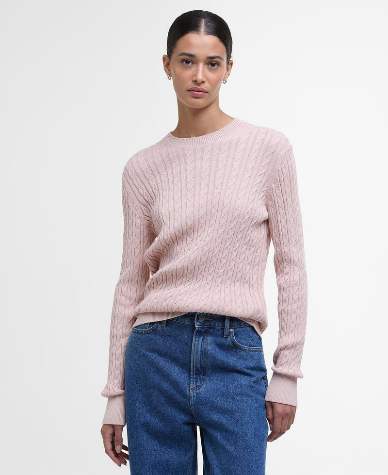 Barbour Hartland Crew Neck Jumper - Primrose Pink - Lucks of Louth