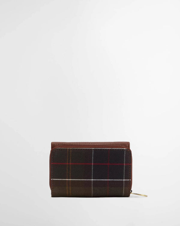 Barbour Rosa Leather French Purse - Brown/Classic Tartan - Lucks of Louth