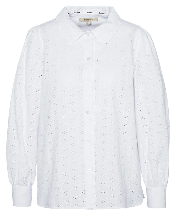 Barbour Arlo Relaxed Broderie Shirt - White - Lucks of Louth