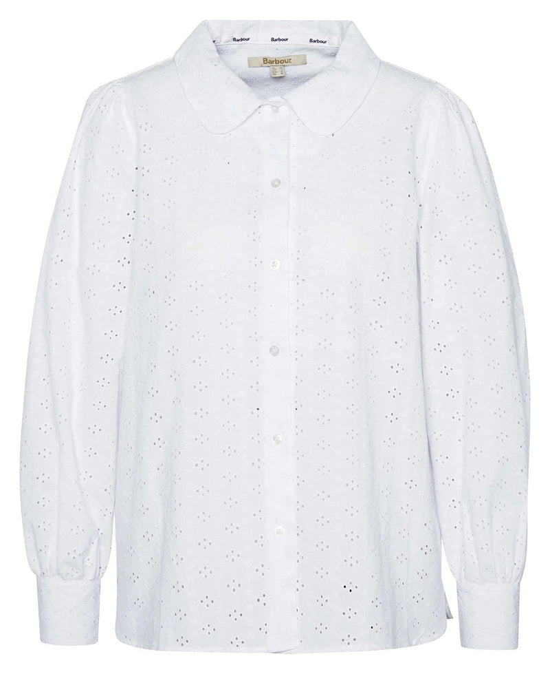 Barbour Arlo Relaxed Broderie Shirt - White - Lucks of Louth