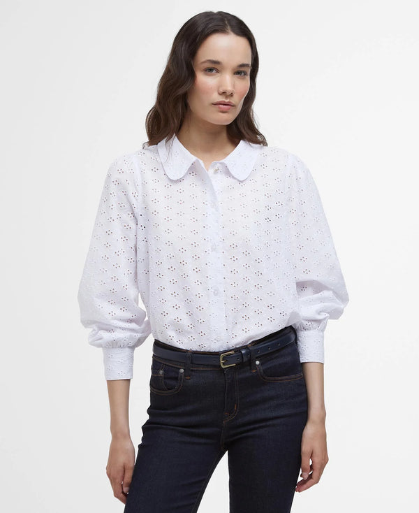 Barbour Arlo Relaxed Broderie Shirt - White - Lucks of Louth