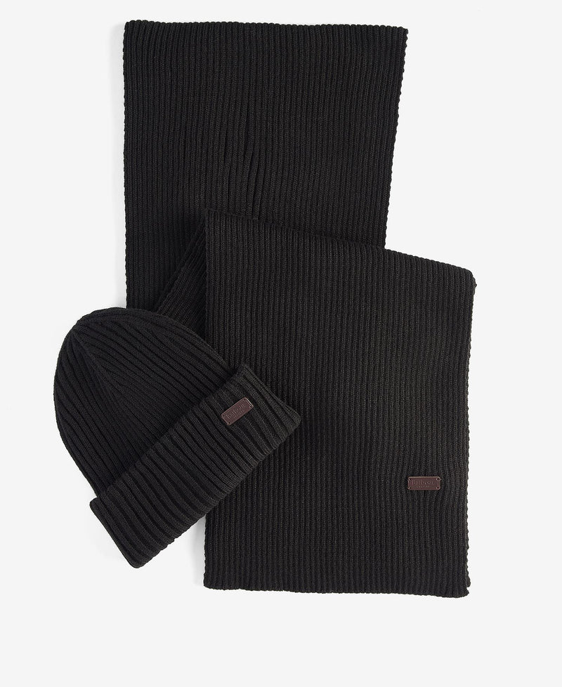 Barbour Crimdon Beanie & Scarf Gift Set - Black - Lucks of Louth
