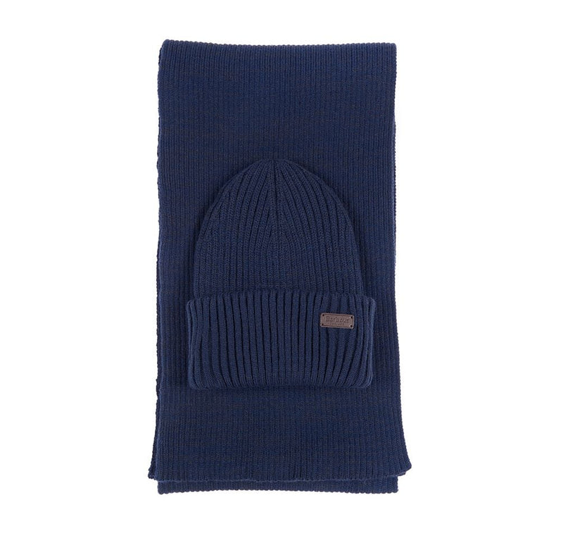 Barbour Crimdon Beanie & Scarf Gift Set - Navy - Lucks of Louth