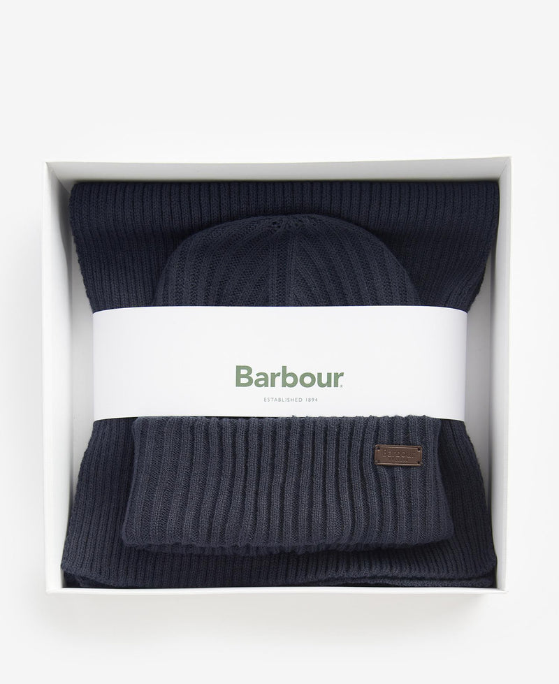 Barbour Crimdon Beanie & Scarf Gift Set - Navy - Lucks of Louth