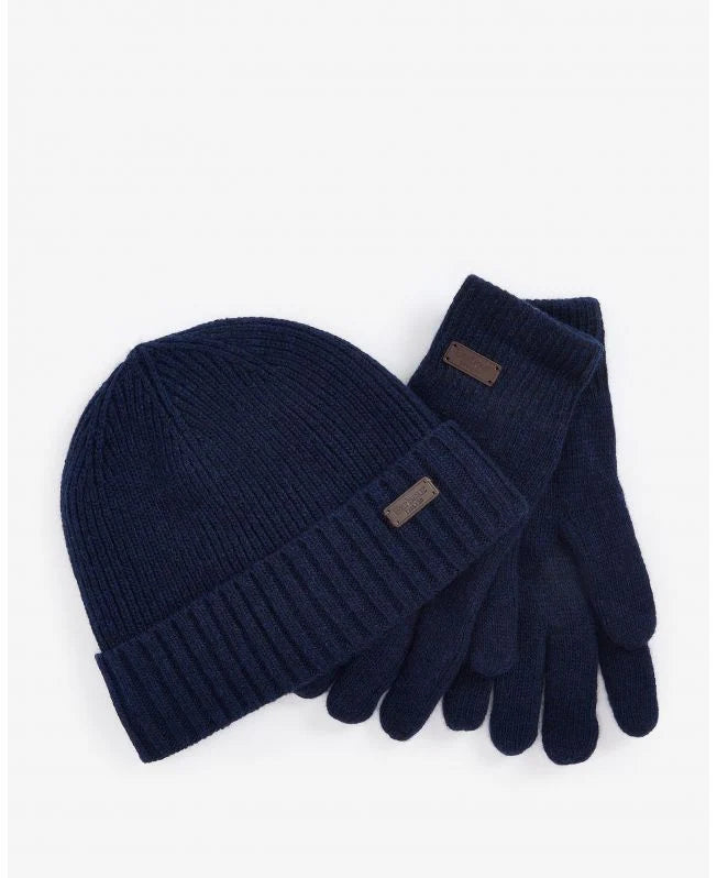 Barbour Carlton Beanie & Gloves Set - Navy - Lucks of Louth