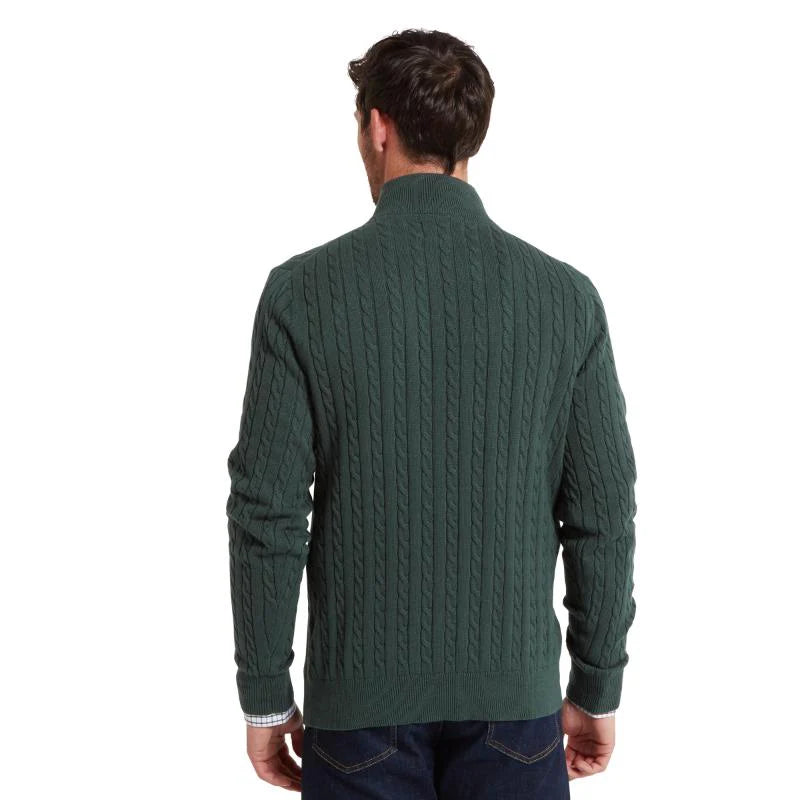 Schoffel Calton Cotton Cashmere Cable 1/4 Zip Jumper - Botanical Green - Lucks of Louth