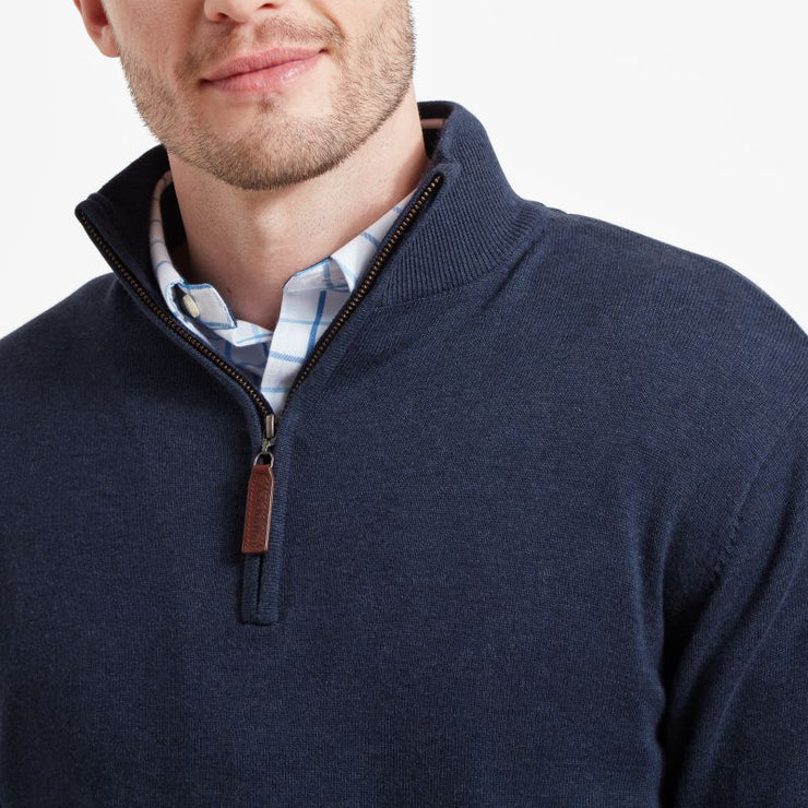 Schoffel Porthmeor Pima Cotton 1/4 Zip - Navy - Lucks of Louth