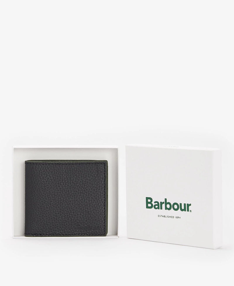 Barbour Grain Leather Billfold Wallet - Black - Lucks of Louth