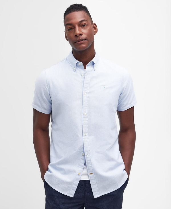 Barbour Oxtown Tailored Short Sleeved Stripe Shirt - Sky Blue - Lucks of Louth