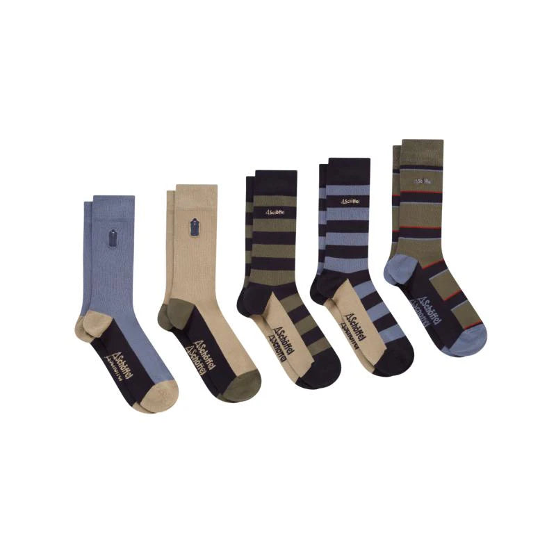Schoffel Bamboo Sock Set - Oakham Mix (Box of 5) - Lucks of Louth