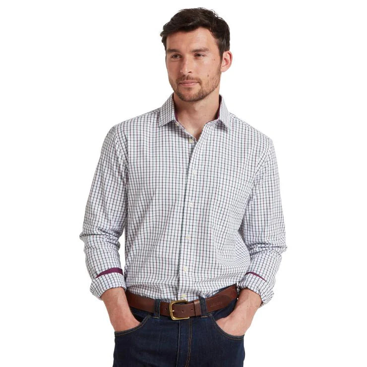 Schoffel Milton Tailored Shirt - Plum/Botanical Green - Lucks of Louth