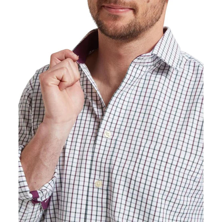 Schoffel Milton Tailored Shirt - Plum/Botanical Green - Lucks of Louth