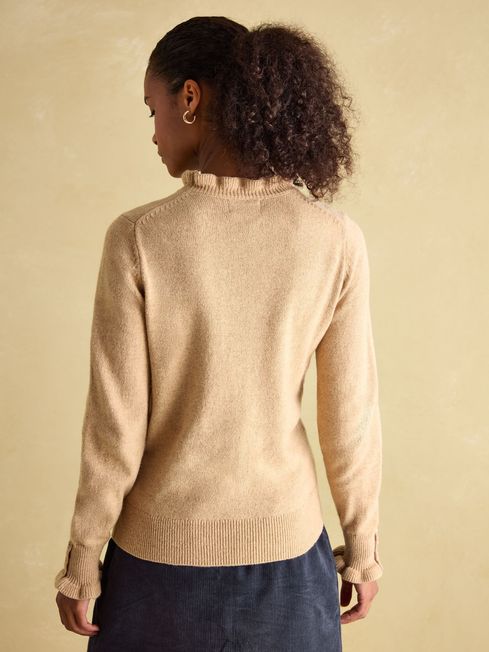 Joules Edith Frill Neck Jumper - Oat - Lucks of Louth