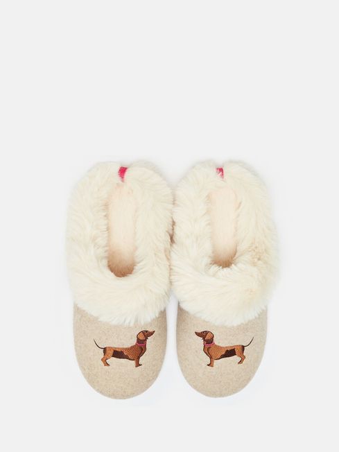 Womens Joules Slippers - Oatmeal Dog - Lucks of Louth