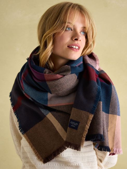 Joules Bracewell Blanket Scarf - Multi Check - Lucks of Louth