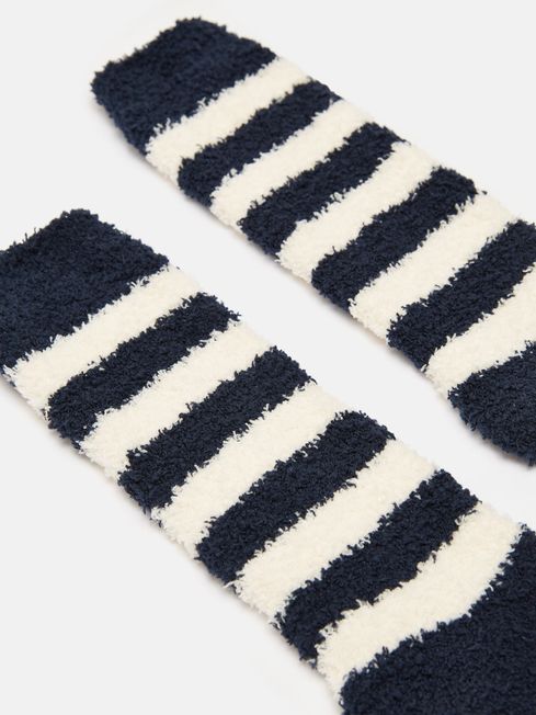 Joules Fluffy Socks - Navy Stripe - Lucks of Louth