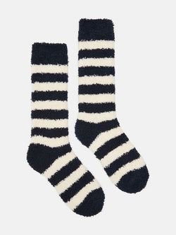 Joules Fluffy Socks - Navy Stripe - Lucks of Louth