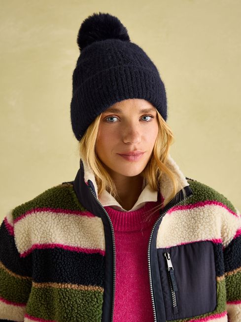 Joules Effie Bobble Hat,Navy - Lucks of Louth