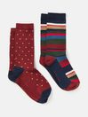 Joules Kingsbury Socks 2 Pack - Navy/Red - Lucks of Louth