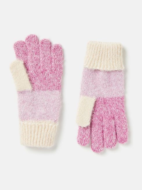 Joules Wanderer Knitted Gloves - Pink - Lucks of Louth