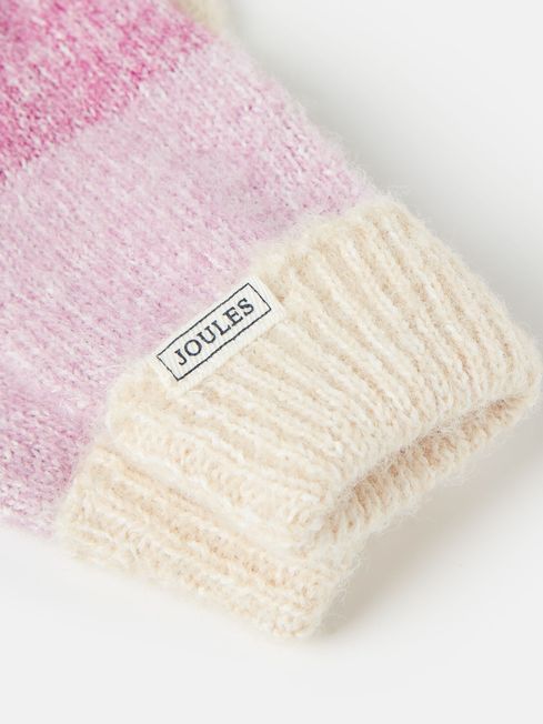 Joules Wanderer Knitted Gloves - Pink - Lucks of Louth