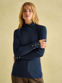 Joules Amy Ribbed Long Sleeve Top - Navy - Lucks of Louth