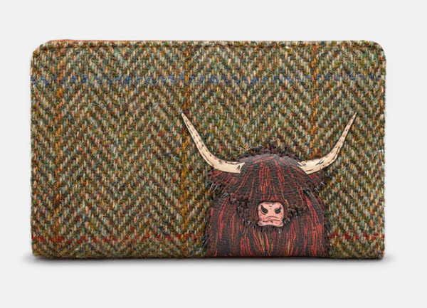 Yoshi Highland Cow SMALL Zip around purse - Brown - Lucks of Louth