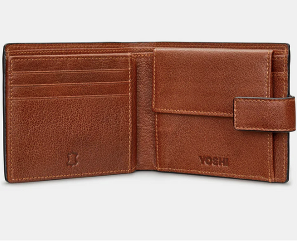 Yoshi Mens Large Leather Wallet With Tab - Brown (Y2478 17 8) - Lucks of Louth